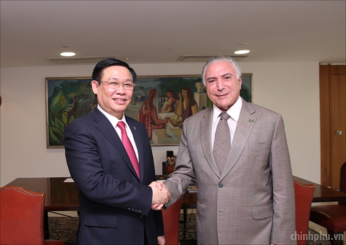 Phó Thủ tướng hội kiến Tổng thống Brazil Michel Temer.