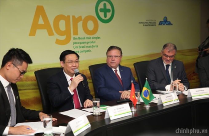 Phó Thủ tướng làm việc với Bộ trưởng Bộ Nông nghiệp, Chăn nuôi và Cung ứng Brazil Blairo Maggi.