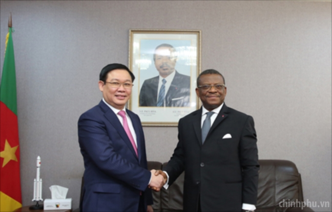 Phó Thủ tướng Vương Đình Huệ và Thủ tướng Cameroon Joseph Dion Ngute.
